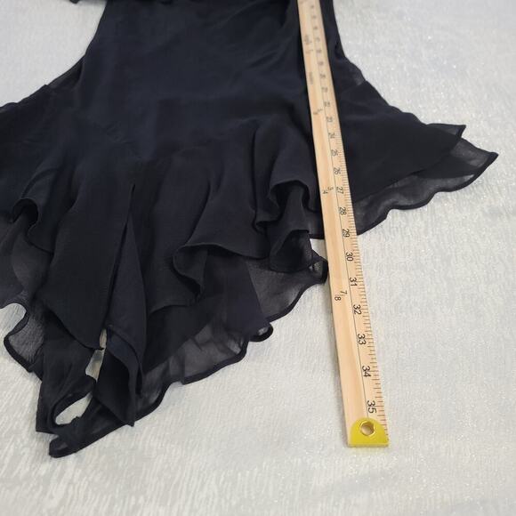 Orna Faro Vintage Y2K women's black silk ruffle tiers one shoulder dress Sz 40 - Picture 5 of 8